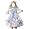 Packitcute Adolescenti Lolita Principessa Abito Da Partito Kawaii Coniglietto Stampa Fiocco Increspature Senza Maniche A-line Carino Abiti Cosplay Costume