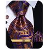 YourTies Cravatte di seta da uomo, motivo scozzese, motivo cachemire, con motivo floreale, gemelli quadrati e fermacravatta, set di fermacravatta per feste, Viola arancione paisley, One Size