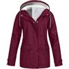 Generico Trench Donna Impermeabile Leggera Giacca Antipioggia Antivento Lungo Trench | cappuccio Traspirante Giacca a Vento Raincoat per All'aperto Campeggio Trekking（Modello base e pile）