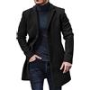 Cexiakong Cappotto lungo da uomo, casual, trench, tinta unita, cappotto di lana con bottoni, giacca a maniche lunghe, giacca di grandi dimensioni, giacca di lana, Dufflecoat, autunno inverno, giacca a vento