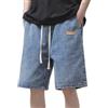 KBOPLEMQ Shorts in jeans da uomo 3/4 baggy, pantaloni corti estivi, casual, bermuda corti in jeans da uomo, stretch, Y2K, streetwear, denim, shorts a vestibilità sciolta, pantaloni per il tempo libero, Y2K