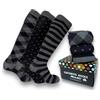Lucchetti Socks Milano Calze Lunghe Caldo Cotone Fantasia Made in Italy, Confezione Scatola Regalo Elegante, Calzini Lunghi Invernali Alta Qualità Confortevoli per Uomo (SET BLACK & GREY)