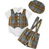 Dazzerake Vestiti per bambini da 3 pezzi, estivi, set di 3 pezzi, per battesimo e matrimonio, per ragazzi, 3-24 mesi, camicia pagliaccetto + pantaloncini senza spalline + cappello