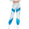 KBOPLEMQ Pantaloni Rave Metallici da Donna a Vita Alta Jogger Streetwear Effetto Bagnato Hip Hop Pantaloni della Tuta Olografici Pantaloni Lunghi Metallici Lucidi Hip-Hop Pantaloni da Jogging Pantaloni Lucidi