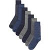 NEXT Calzini da Uomo Neri in Cotone, Lunghezza alla Caviglia, Confezione da 7 Calze Motivo blu navy/grigio 43-45