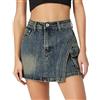 KBOPLEMQ Gonna jeans da donna, pantaloni da tempo libero, taglie grandi, pantaloni estivi corti e casual, in denim, design a due pezzi, linea A, vita alta, lavaggio elegante, skort snellente alla moda per