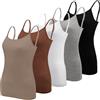 BQTQ 5 Canottiere da Donna con Spalline Sottili, Nero, Bianco, Grigio, Sienna, Mistyrose, M