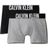 Calvin Klein Bambino Pantaloncini Boxer Confezione da 2 con Fascia con Scritta Logo, Nero e Grigio