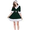 Cexiakong Vestito natalizio sexy Babbo Natale, vestito di Carnevale, maglione di Natale, per donne e ragazze, set di lingerie in pizzo, colore bianco, verde chiaro, S
