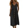 Generico Vestito Donna in Lino Estivo Vestiti Abito da Spiaggia a Camicia Senza Maniche Lunghezza Casual Vestito Leggero Scollo a V con Tasche Mare Taglie con Tasche Scollo V Copricostume (XL)