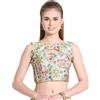Pujia Mills Mono Banglori Silk Floral Sari Sari Smanicato da donna con cuciture imbottite, Pista, 40