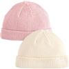 NEXT Bambina Confezione da 2 Berretti in Maglia per Bebè Rosa/Crema 0 Mesi-3 Mesi