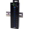 Exsys USB 3.2 Gen1 Hub a 10 porte gestito N. incl. cavo USB Kit guida DIN - Set di cavi/adattatori - Digitale/dati