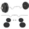 KMTNERVG Set di manubri da 30 kg con dischi e bilanciere, dischi in cemento con rivestimento in plastica, con chiusure a stella per allenamento della forza