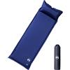 KMUNGDWG Materassino autogonfiabile con cuscino, blu navy, tappetino da campeggio in schiuma e rivestimento in PVC, impermeabile, durevole, con imbottitura in memory foam, grande valvola