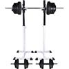 KMUNGDWG Supporto per squat con set di manubri da 60,5 kg, supporto per bilanciere, regolabile in altezza, per la casa, per barre con diametro di 45-50 mm, struttura in acciaio con capacità di carico di 80 kg