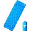 KMTNERVG Materassino autogonfiante blu, spessore 6 cm | rivestimento in nylon 40D e TPU, pompa a piedi, gonfiaggio per 40-60 secondi, tappetino da campeggio