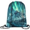 Homewish Northern Lights Zaino con coulisse, borse con coulisse Snowy Mountain