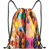 hhxvcv Zaino leggero con stampa di pastelli con coulisse, Nero , S, Classico
