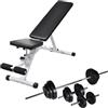 KMUNGDWG Panca multifunzione con bilanciere e manubri, set da 30 kg, panca inclinata regolabile per la casa, schienale regolabile in 5 posizioni, include 6 x 1,25 kg, 4 x 2,5, 2 x 5