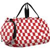 GuoChe Borsone da viaggio per bambini, ragazzi e ragazze | Borsone sportivo da notte con scomparto per scarpe, motivo a griglia rossa e bianca