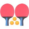 HEALSOPTHY 2 Pezzi Set di Racchette da Ping Pong da Tavolo con Manico Corto in Pioppo e Gomma, Controllo Ottimale ed Ergonomico, Completo di 3 Palline per Allenamento Sportivo