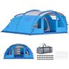 Outsunny Tenda da campeggio familiare per 5 persone pieghevole 3000mm Blu | Tenda tunnel da campeggio, 3 stanze, porta, 4 finestre, portico, borsa impermeabile, facile montaggio