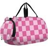 GuoChe Borsone da viaggio per bambini, ragazzi e ragazze | Borsone sportivo da notte con scomparto per scarpe Hot Blush classico a scacchi a scacchi grande