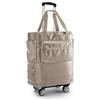 Qianly Borsone da con Carrello Staccabile Borsa Trolley con Maniglia Telescopica Robusto Borsone da Ruote per Pendolari, Viaggi, Palestra, Array, Cammello