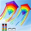 HIULLEN 2 aquiloni arcobaleno con diamanti, aquiloni per bambini e adulti, grande aquilone per principianti con code lunghe, facile da volare per parchi, spiagge, picnic, campeggio