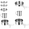 DIYEAH Acciaio Inossidabile Set Manico Pieghevole, Pentole da Campeggio, Argento, Portatile, per Backpacking e Hiking, per 5-6 Persone