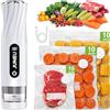 JUNEU Sigillatrice sottovuoto compatta per alimenti + 30 sacchetti sottovuoto riutilizzabili, macchina per sottovuoto portatile, doppia compatibilità, display LED, rilevamento ingresso liquidi
