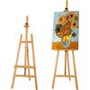VISWIN Cavalletto Display Regolabile in Altezza 144-193 cm, Sostiene 10 kg, Artistico in Legno di Faggio per Dipingere, Facile da Montare per Adulti - Naturale