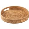 Homeponnew Vassoio rotondo in rattan intrecciato, con manici, cestino in rafia naturale, per cucina, soggiorno, stoccaggio di snack, frutta, per decorazione, robusto, facile da pulire, 30 x 30 x 5 cm (25 cm)