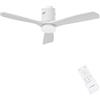 AUTODAY Ventilatore da soffitto 132 cm legno bianco con LED e telecomando | Diametro 52'', LED 24 W dimmerabile, motore DC ultra silenzioso 38 W, telecomando con memoria, 6 velocità e temporizzatore