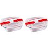 Pyrex Pirofila quadrata classica in vetro con coperchio ventilato, adatta al microonde, 1 l, colore rosso (confezione da 2)