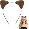 FrostyFlair Cerchietto con orecchie da gatto, Orecchie di gatto marroni & Orecchie di leopardo cerchietto, Cerchietto con orecchie da gatto morbide per donne Halloween Cosplay