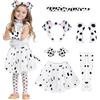 QIANAI Costume da dalmata, set da 6 pezzi, costume da dalmata per bambini con coda di cane, papillon, calze, copertura manica per carnevale, cosplay, feste, animali