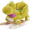 tectake® Cavallo a Dondolo per Bambini Dinosauro dai 12 Mesi, Dondolo Neonati in Peluche Morbido, Struttura in Acciaio, Pattini in Legno Massiccio, Cintura di Sicurezza, Schienale Alto, Effetti Sonori