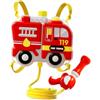 Harilla Zaino con spruzzino d'Acqua per Giocare all'aperto, con Spallacci Regolabili, per Bambini e Bambine. Serbatoio con Tubo Flessibile per Giochi, Camion dei Pompieri