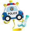Harilla Zaino con spruzzino d'Acqua per Giocare all'aperto, con Spallacci Regolabili, per Bambini e Bambine. Serbatoio con Tubo Flessibile per Giochi, Auto della Polizia Blu
