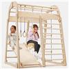 Goodevas Montessori - Struttura da arrampicata in legno per bambini, per interni ed esterni, parco giochi in legno con scivolo, altalena, parete da arrampicata, corda da arrampicata e scala a maglia