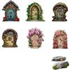 YEDOUALE 6 Pezzi Porta Elfo in Legno 2D, Porticine Miniatura con Punti Adesivi, Decorazioni per Giardino, Alberi, Pareti, Tronchi, Patio e Ambienti Esterni