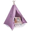 Relsy Kids Violet Blush Tipi Tenda per bambini | Viola tipi/tenda pop-up per ragazze e ragazzi, 140 x 120 cm, tela di cotone con luci stellate e accessori per tappeti