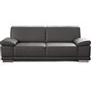 Cavadore Corianne - Divano a 2,5 posti in similpelle, piccolo, dal design moderno, con braccioli regolabili, 191 x 80 x 99 cm, colore grigio