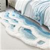 ZSHIFANG Morbido tappeto a pelo lungo con onde 3D, 50,8 x 91,4 cm, simpatico tappeto blu navy, antiscivolo, lavabile, tappetino da bagno per camera da letto, bagno, corridoio