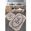 Foutastic Set di tappetini da bagno antibatterici (2 pezzi), 100% poliestere, antiscivolo, 60 x 100 cm e 50 x 60 cm, altezza del pelo 10 mm, 700 g/m², lavabile in lavatrice, elegante e funzionale per