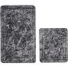Foutastic Set di tappetini da bagno premium (2 pezzi), antracite, 50 x 60 cm e 60 x 100 cm, 100% cotone, antiscivolo, altezza del pelo 5 mm, lavabile in lavatrice a 30 °C