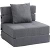 HOMCOM Poltrona letto pieghevole, divano letto 2 in 1 con funzione letto, poltrona relax con cuscino, letto per gli ospiti per soggiorno, camera da letto, portata fino a 120 kg, grigio scuro