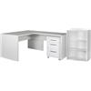 Composad | Scrivania Angolare, Cassettiera e Libreria Bassa con 2 Ripiani della Linea DISEGNO, Set di 3 Mobili per Ufficio, Ufficio Moderno, Colore Bianco Laccato, Made in Italy